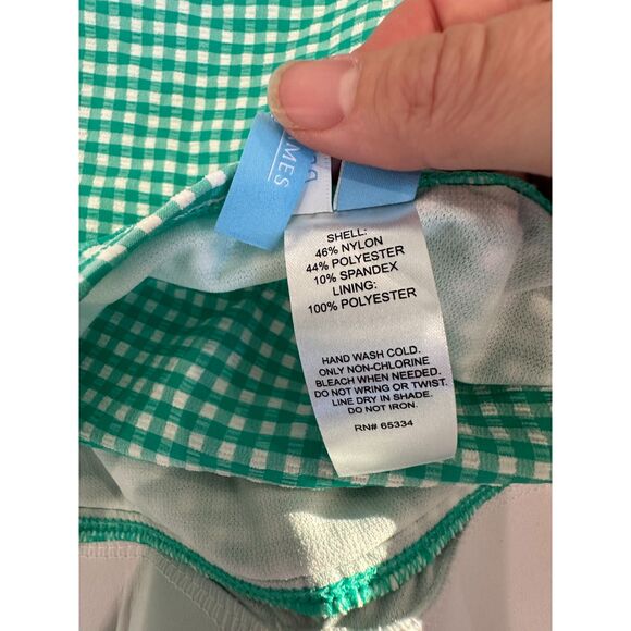 NWT Draper James Green Gingham Seersucker Twist Bandeaukini Tankini Top Size S - Picture 2 of 8